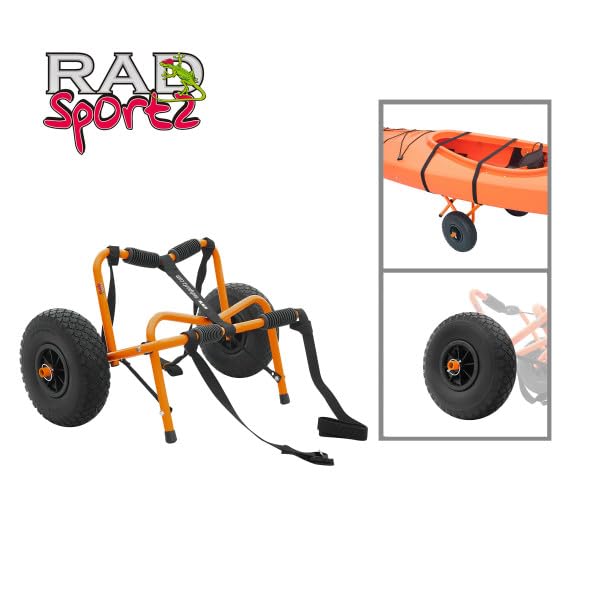 Rad Sportz Kayak Cart with 150lb Capacity - Orange Kayak, Canoe, Paddleboard Trolley