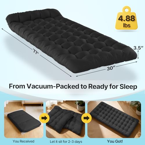 Slendor Black XXL Camping Cot with 3-Inch Mattress & Carry Bag - 32" Wide