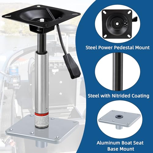 Adjustable Boat Seat Pedestal Kit 14-19 Inch with Locking Pin & Power Mount