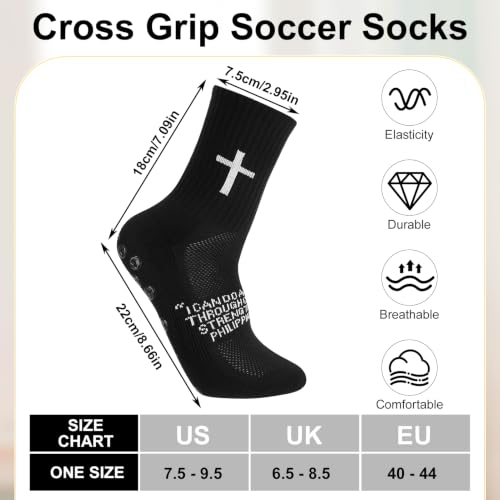 Christian Cross Print Socks 4/6 Pairs Black 4:13 Variation - Faith-Based Athletic Socks