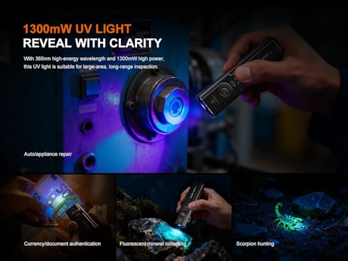 Fenix E06R Pro 1600 Lumen Rechargeable LED Flashlight with Red Beam & UV Light - Black