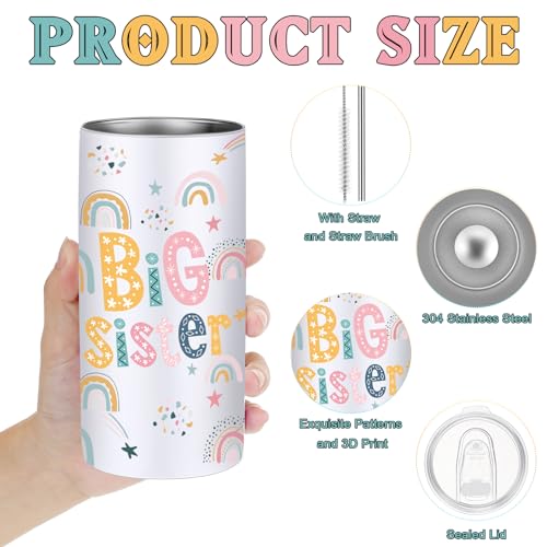 Big Sister Gifts Set for Girls Rainbow - Tumbler, Makeup Bag, Bracelet & Scrunchie