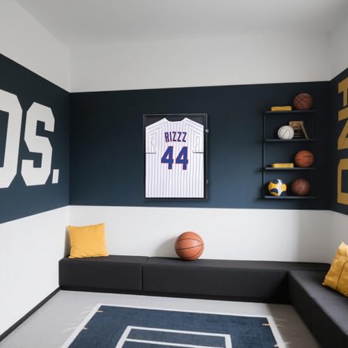 Jersey Display Case Shadow Box Large - IHEIPYE Jersey Frame with Locks, 31.25 x 23.25 in - Black (Variation: Standard Jersey-Silver Lock-1 Pack)