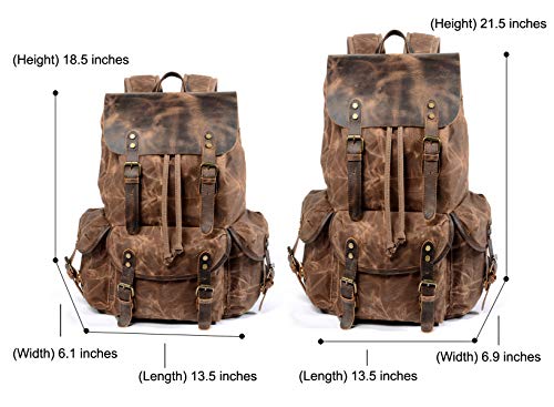 WUDON Leather Backpack for Men - Waxed Canvas Travel & Carry-On Bag, Oversize Coffee Variant