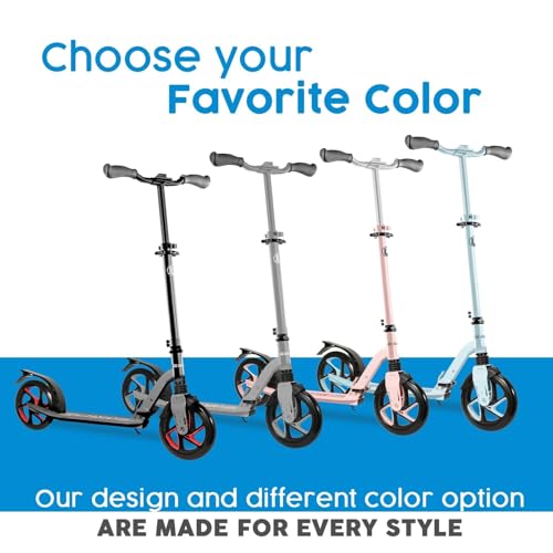 Lascoota Kids & Adult Kick Scooter Black, 8-Inch Wheels, Foldable, Adjustable Handlebar