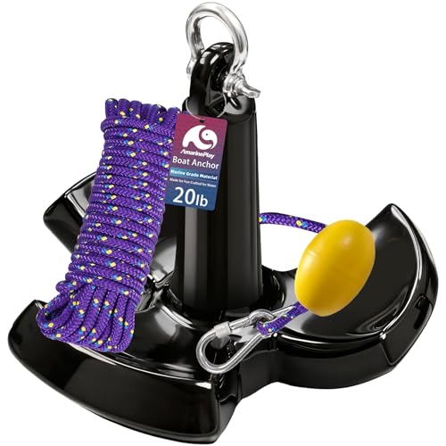 20lb Boat River Anchor Kit for Up to 24ft Boats | Marine Mushroom Anchor with Rope & Accessories