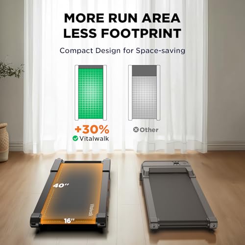 VITALWALK 40x16 Inch Walking Pad Treadmill with Incline for Home & Office