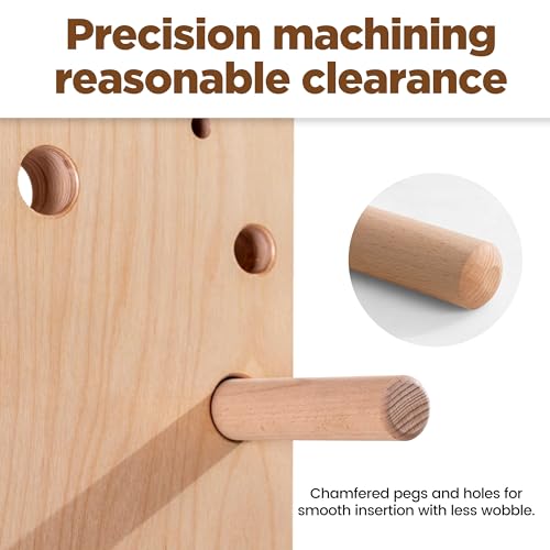 Extra-Thick Birch Plywood Climbing Peg Board with Beech Grips - Wall Mount Indoor Home Gym