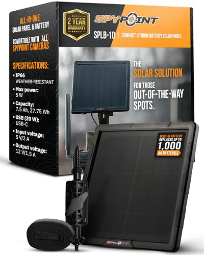 SPYPOINT Solar Panel with Internal Battery for Trail & Outdoor Cameras - SPLB-10