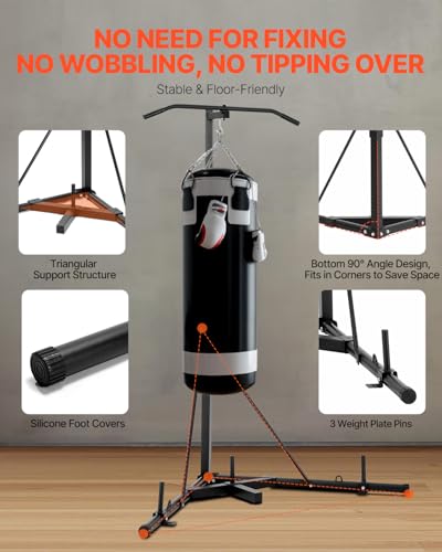 2-in-1 Punching Bag Stand with Pull-Up Bar - Adjustable Steel Workout Equipment