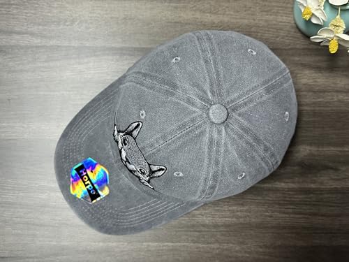 Peeking Squirrel Hat for Men Women Adjustable Embroidered Baseball Cap - Gray