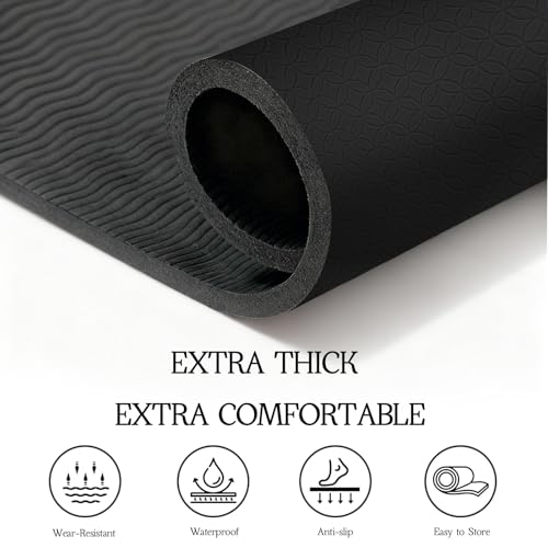 Extra Large Yoga Mat 6'x4' 8mm Thick Non-Slip Exercise Mat for Home Workouts