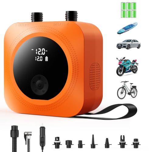 Electric Paddle Board Pump 50 PSI Rechargeable SUP Pump with LCD - Orange
