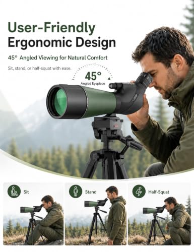 20-60x80 HD Spotting Scope with Phone Adapter & Tripod for Bird Watching