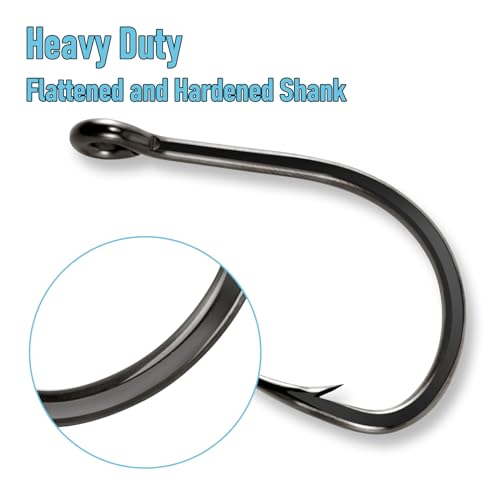 Saltwater Fishing Hooks - 30 Pack In-line Circle Hooks for Tuna, Mackerel, Halibut, Striper, and More - Size #2/0