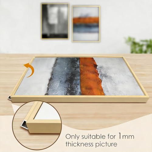 30x48 Metal Poster Frame with Matte Gold Finish and Plexiglass - Wall Mount