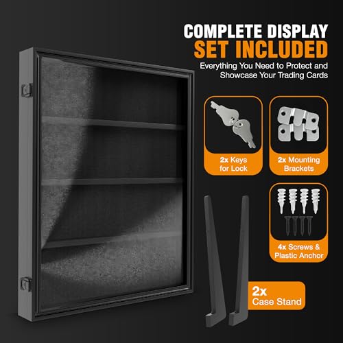 NicheTekk Wall-Mounted Baseball Card Display Case with UV Protection - Holds 24 Cards