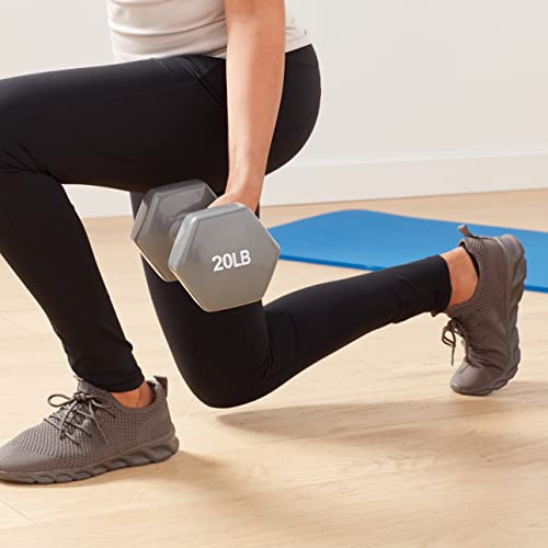 20 lbs Vinyl Coated Dumbbell Pair - Hexagon Anti-Roll Hand Weights