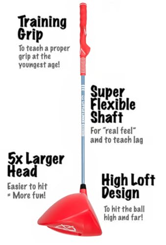 Kids Golf Driver - Oversized 1200cc Clubhead, Right Hand, Ages 2-6, Red Variation