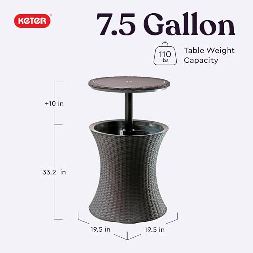 Outdoor Patio Bar Table with 7.5-Gallon Cooler - Espresso Brown