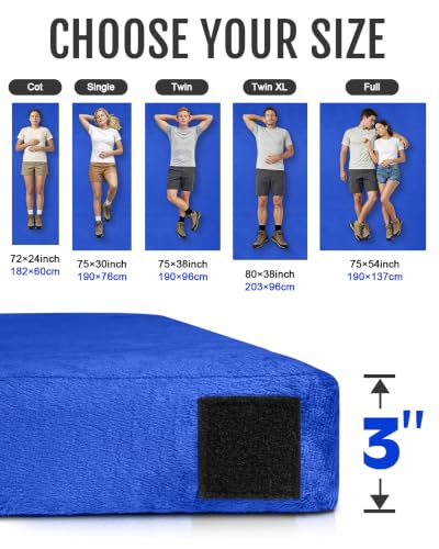 Gaialoop Lapis Blue Memory Foam Camping Mattress 75x30x3 Inch Support Pad