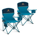 Let's Camp Blue Folding Camping Chair with Cooler Bag - 2 Pack