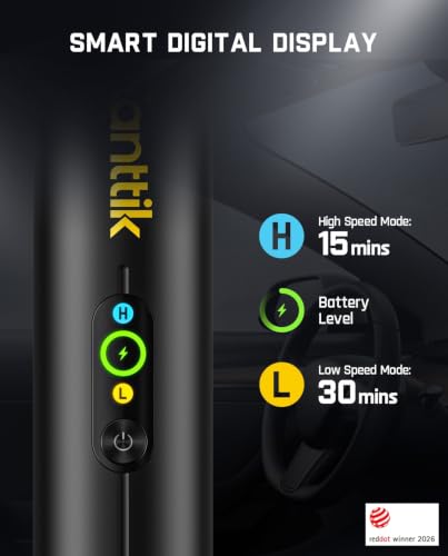 Fanttik Slim V10 APEX Cordless Car Vacuum - Black, 4-in-1 Portable Handheld Cleaner with Digital Display and 19kPa Suction
