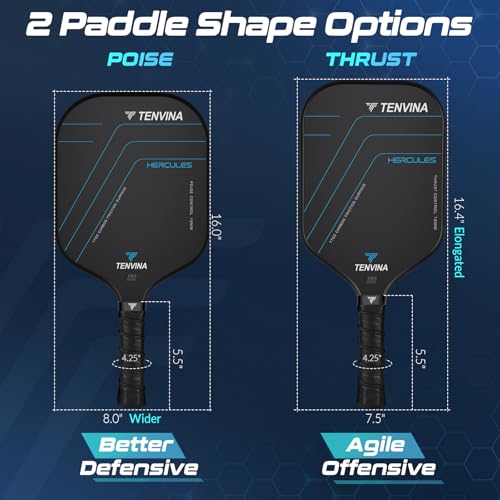 Wider Black Pickleball Paddle - 16mm Carbon Fiber, USAPA Approved, Strong Spin & Power