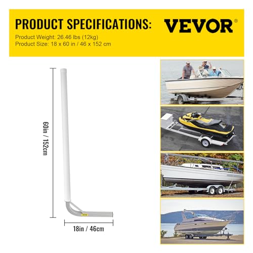 60-Inch Adjustable Boat Trailer Guide Poles with PVC Covers & L Shaped Stiffeners - Rustproof Steel, for Ski & Fishing Boats