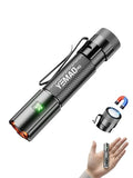 Rechargeable LED Flashlight 1500 Lumens Keychain Torch with 6 Modes, Magnetic Base & Clip