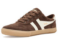 Gola Badminton Suede Sneakers Men’s Low-Top Casual Shoes - Dark Brown & Off White