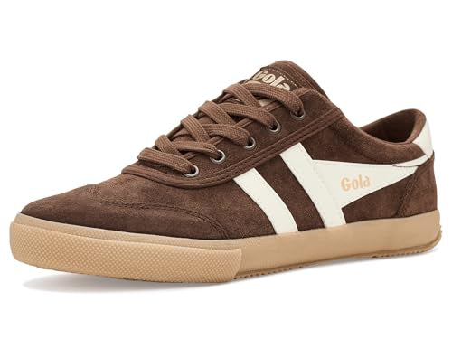 Gola Badminton Suede Sneakers Men’s Low-Top Casual Shoes - Dark Brown & Off White