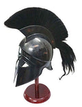 Medieval Greek Corinthian Helmet Replica with Black Plume for Cosplay & Reenactment
