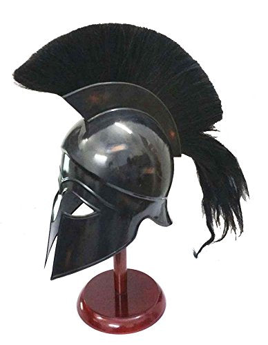 Medieval Greek Corinthian Helmet Replica with Black Plume for Cosplay & Reenactment