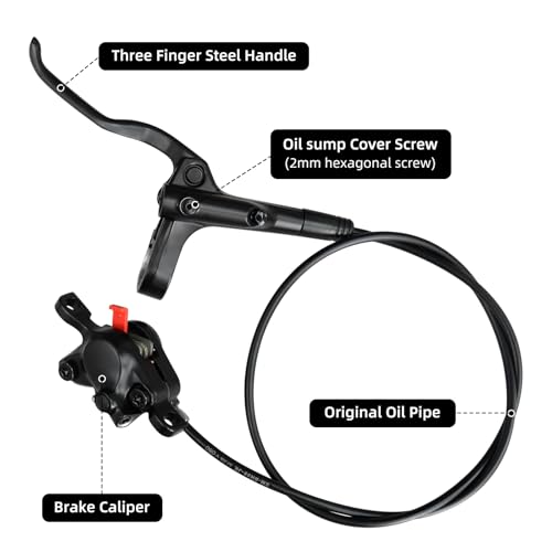 KKWODEN MT200 Hydraulic Disc Brake Set with 2x RT26 180mm Rotors - Front & Rear Dual Calipers, Easy Install, High Compatibility, Quiet Stopping