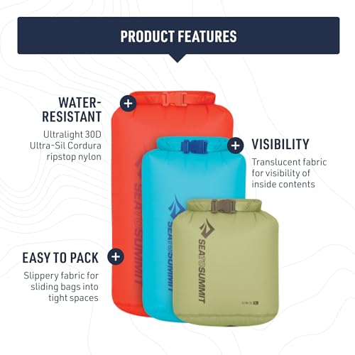 Sea to Summit Waterproof Dry Bag Set – 3L, 5L, 8L Lightweight Waterproof Storage Bags