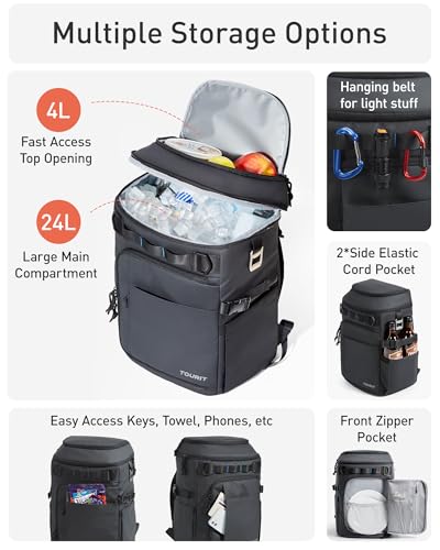 TOURIT Slate Blue Backpack Cooler with 38 Cans, Dual Insulated Compartments
