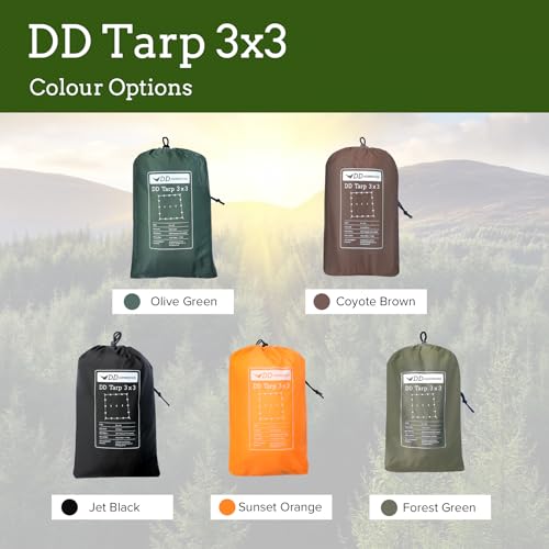 DD Hammocks Waterproof Tarp 3x3m Coyote Brown Lightweight Shelter for Camping