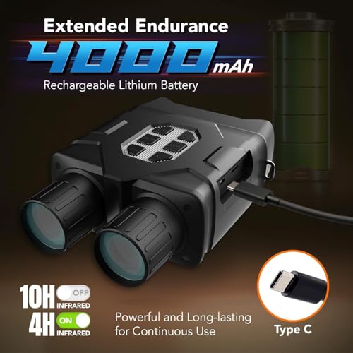 4K UHD Rechargeable Night Vision Goggles with Remote App Control - Black