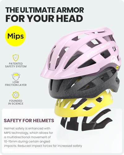 MIPS Bike Helmet with Light - Adult Youth Cycling Helmet, Misty Sakura, Medium