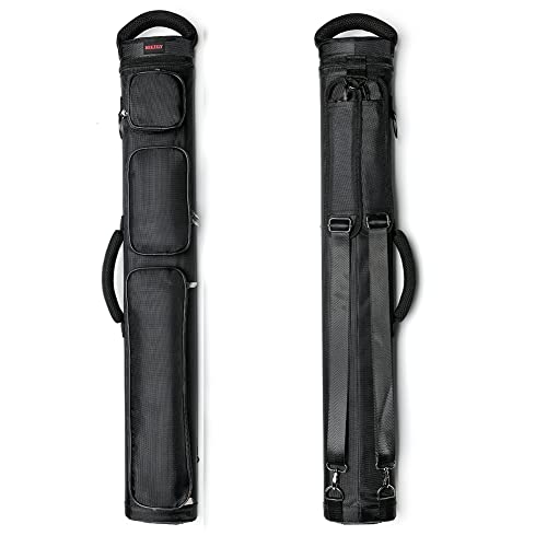 2x4 Hard Shell Pool Cue Case - Black Waterproof Billiard Cue Holder with Accessories
