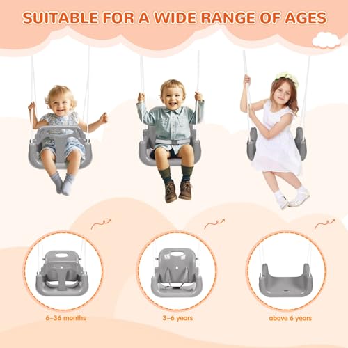 3-in-1 Toddler Swing Set for Indoor & Outdoor Use - Heavy Duty Baby Swing