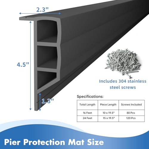 Nalwort Dock Bumpers 16 Feet Full Protection Marine-Grade Boat Dock Fenders - Black / 16 Feet
