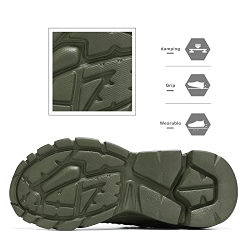 Men's Running Shoes Army Green 9.5 Non Slip Breathable Lightweight Sneakers