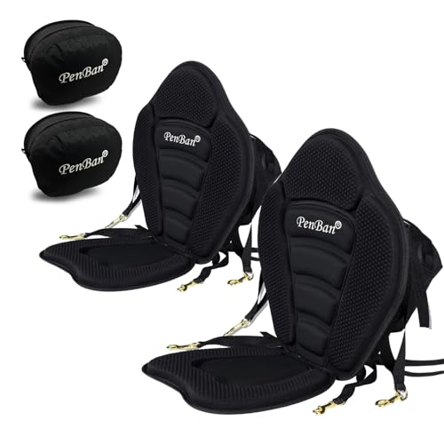 2 Pack Kayak Seat Cushions with Back Support and Waterproof Storage Bag - PenBan Deluxe