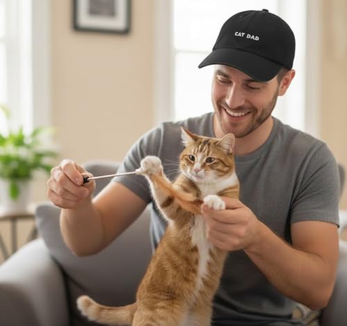Large Cat Dad & Mom Sun Hat for Proud Cat Parents - Vintage Black Cap