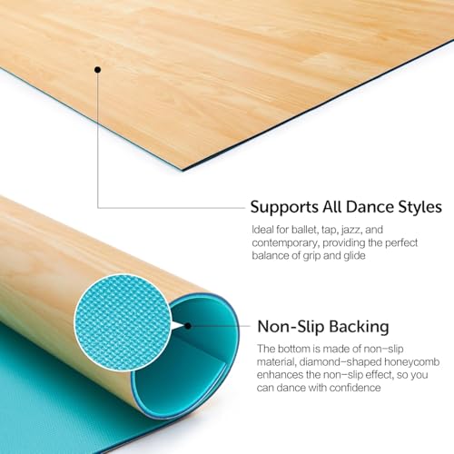 Tristcily 6mm 4ft x 6ft Portable Dance Floor Mat for Ballet Jazz & Pop