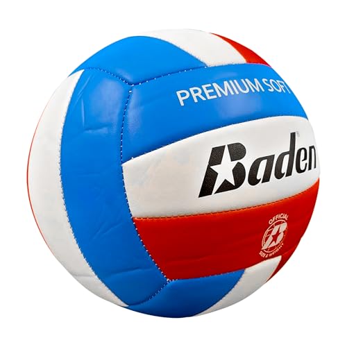 Baden Official Size Soft Synthetic Volleyballs Set with Pump - 6 Pack for Indoor & Outdoor Play