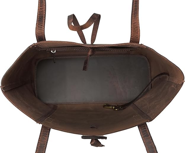 Vintage Crafts Buffalo Leather Tote Bag - Genuine Leather Handbag & Shopper Purse