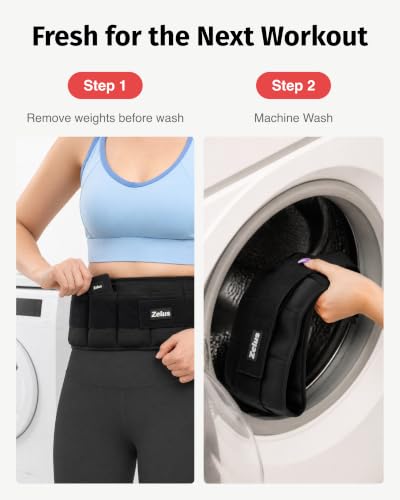 ZELUS Adjustable Weighted Belt for Men & Women, 8lb, Black, Medium (31.5-46.5")